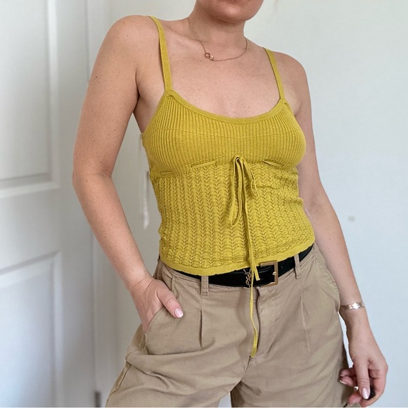 Sweater Knit Textured Cami with Tie Front Detail - Picture 1 of 8